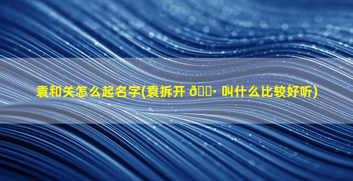 袁和关怎么起名字(袁拆开 🕷 叫什么比较好听)